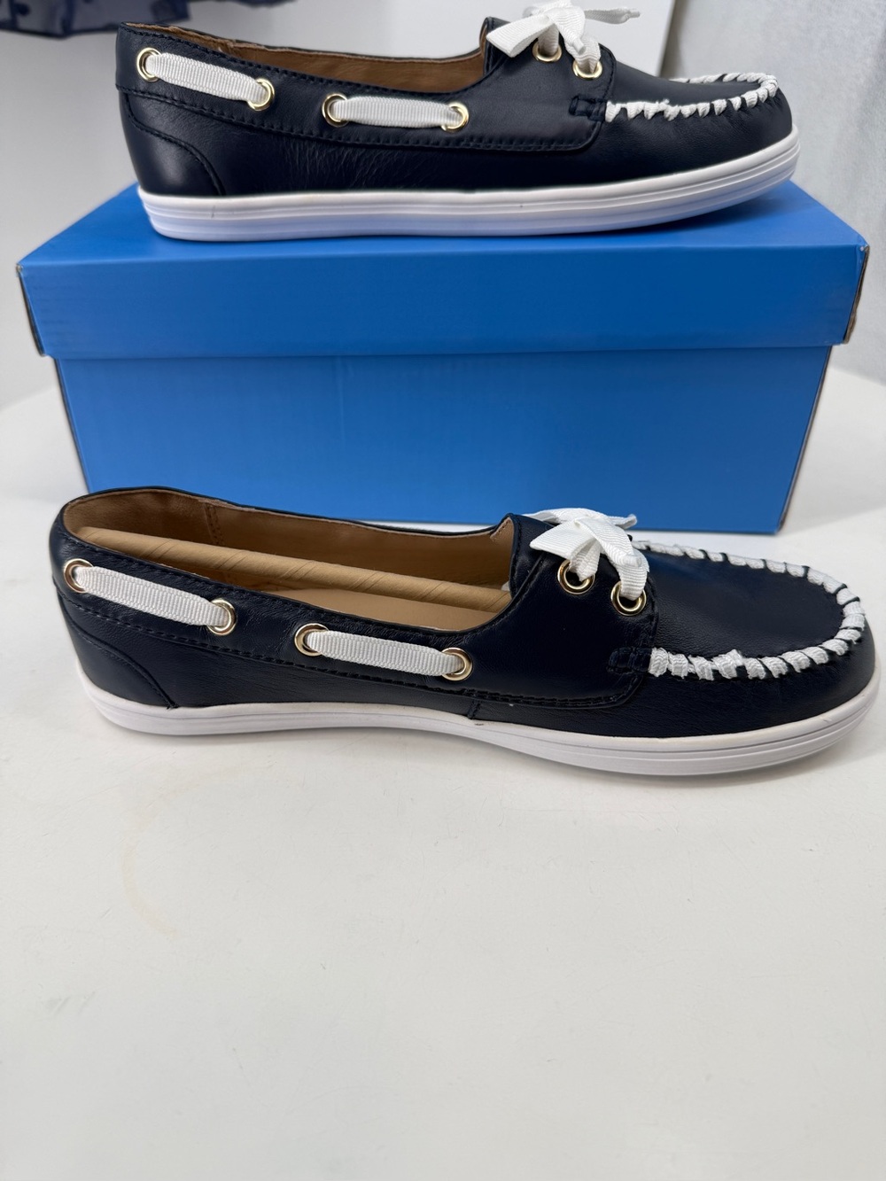 Jack Rogers Bonnie weekend loafer style 111221FL05 color midnight navy white bow - Picture 8 of 15
